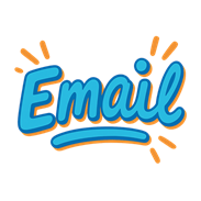 A playful, colorful button-style image with rounded shapes and the word �Email� in a cheerful, bold font, fun modern style